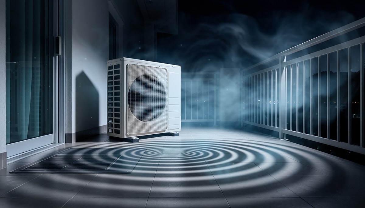 エアコン室外機の異音「ブーン」を消す！ベランダで響く原因と静音対策