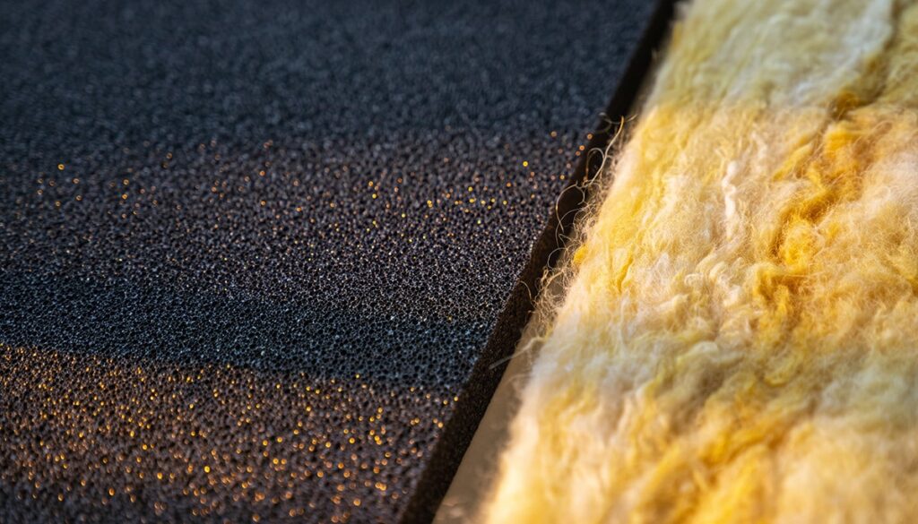 グラスウール等の吸音材だけでは防音効果なし