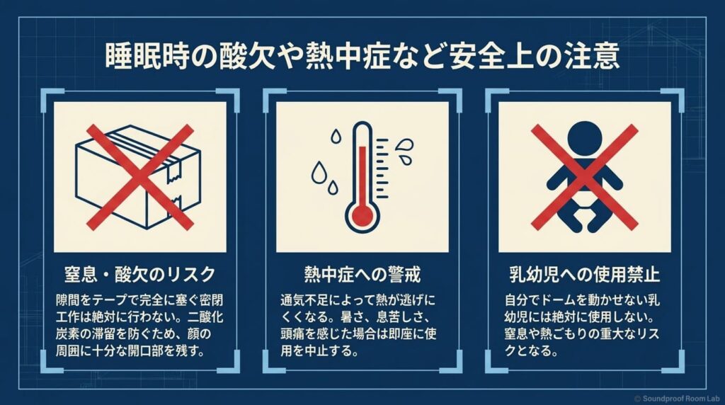 睡眠時の酸欠や熱中症など安全上の注意：要約図解