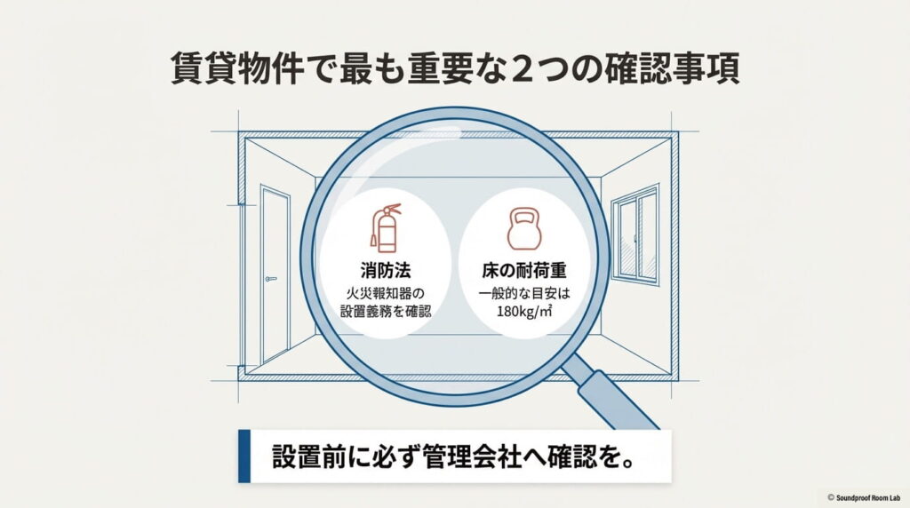 賃貸設置時に確認すべき消防法（火災報知器）と床の耐荷重（180kg/平米）の解説