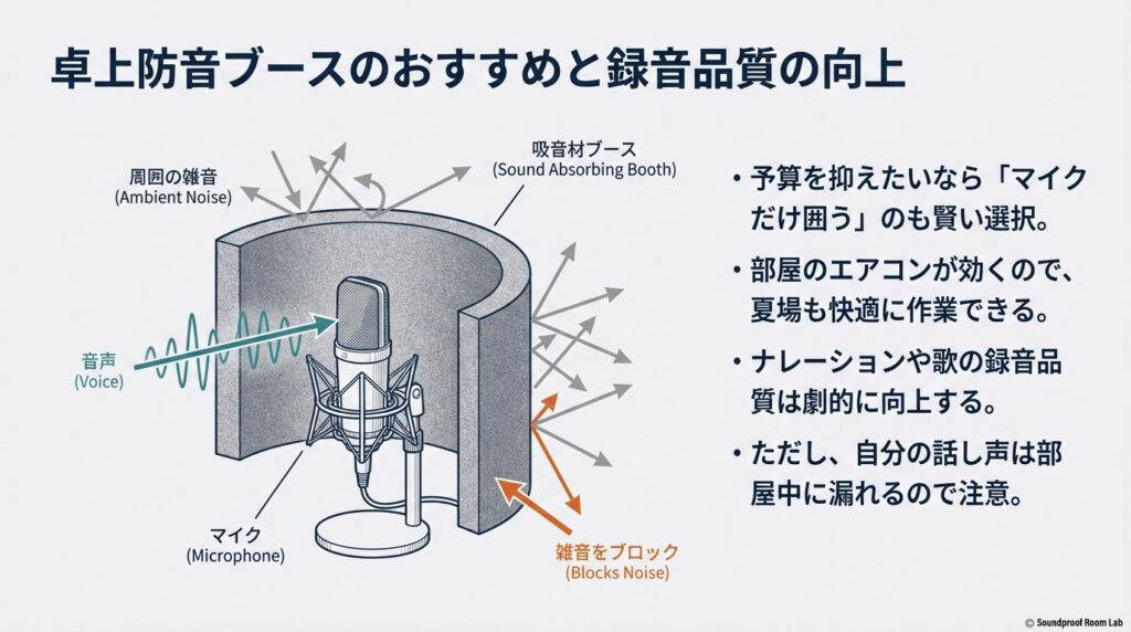 卓上防音ブースのおすすめと録音品質の向上:図解