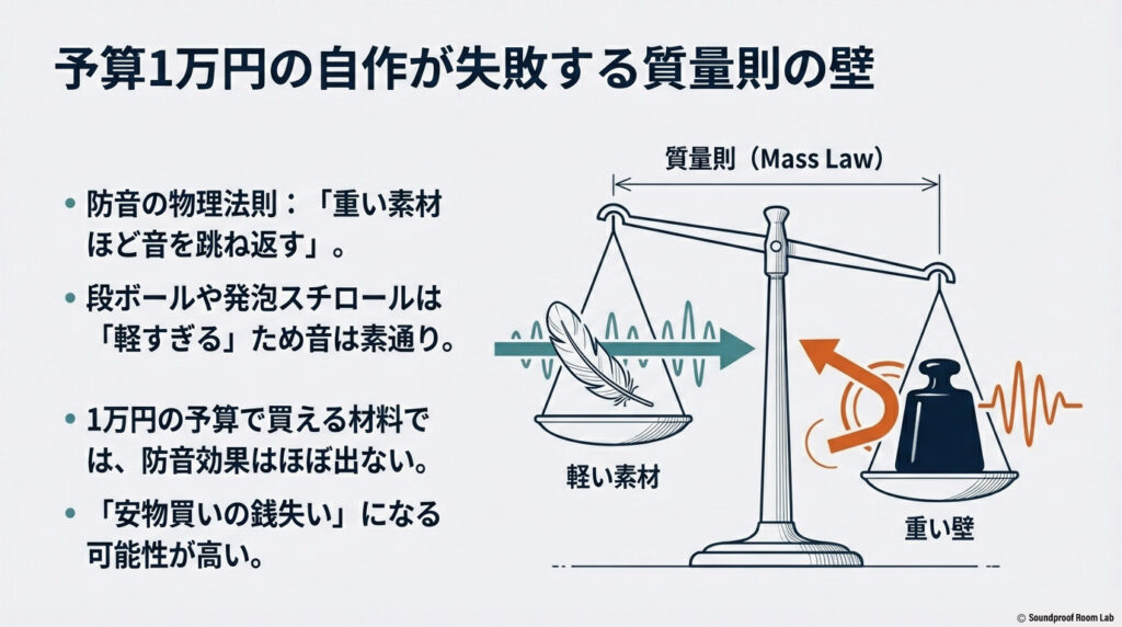 予算1万円の自作が失敗する質量則の壁:図解