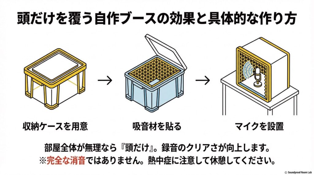頭だけを覆う自作ブースの効果と具体的な作り方：要約図解