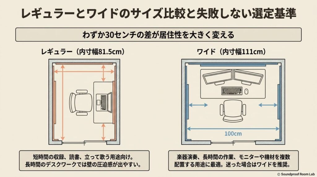 レギュラーとワイドのサイズ比較と失敗しない選定基準:要約図解