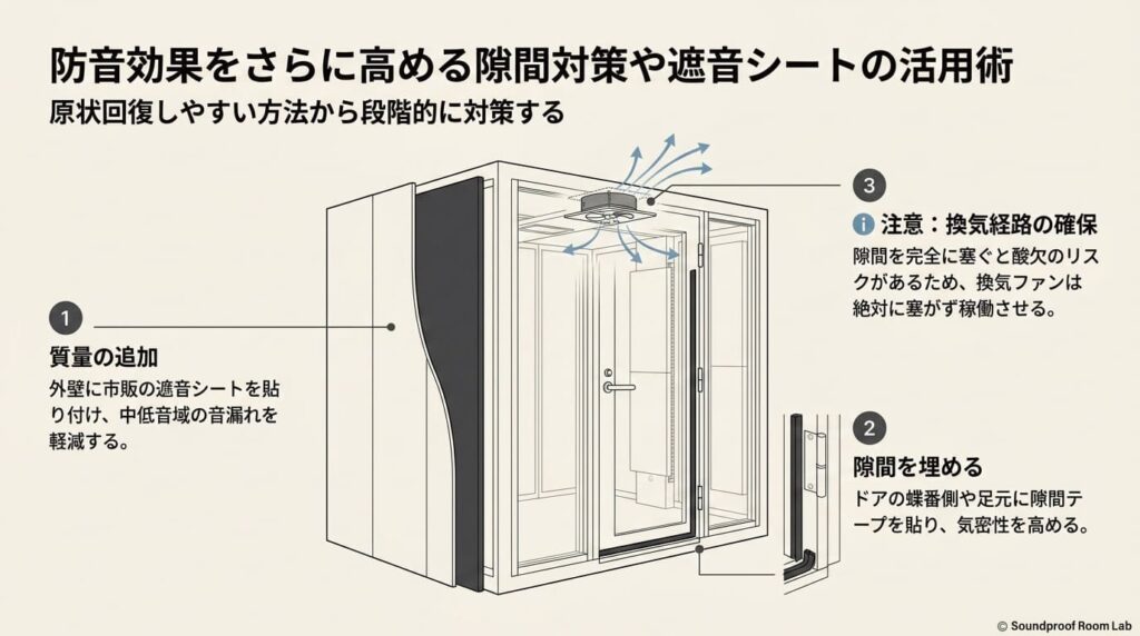 防音効果をさらに高める隙間対策や遮音シートの活用術:要約図解
