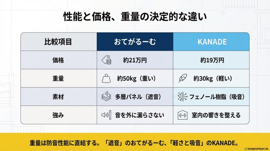 性能や価格の差を網羅した製品比較表