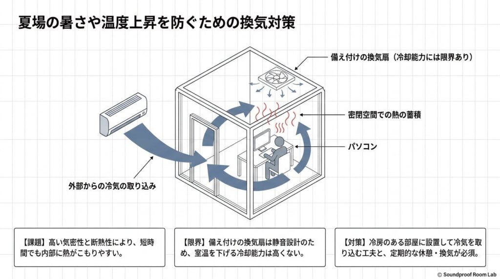 夏場の暑さや温度上昇を防ぐための換気対策：要約図解