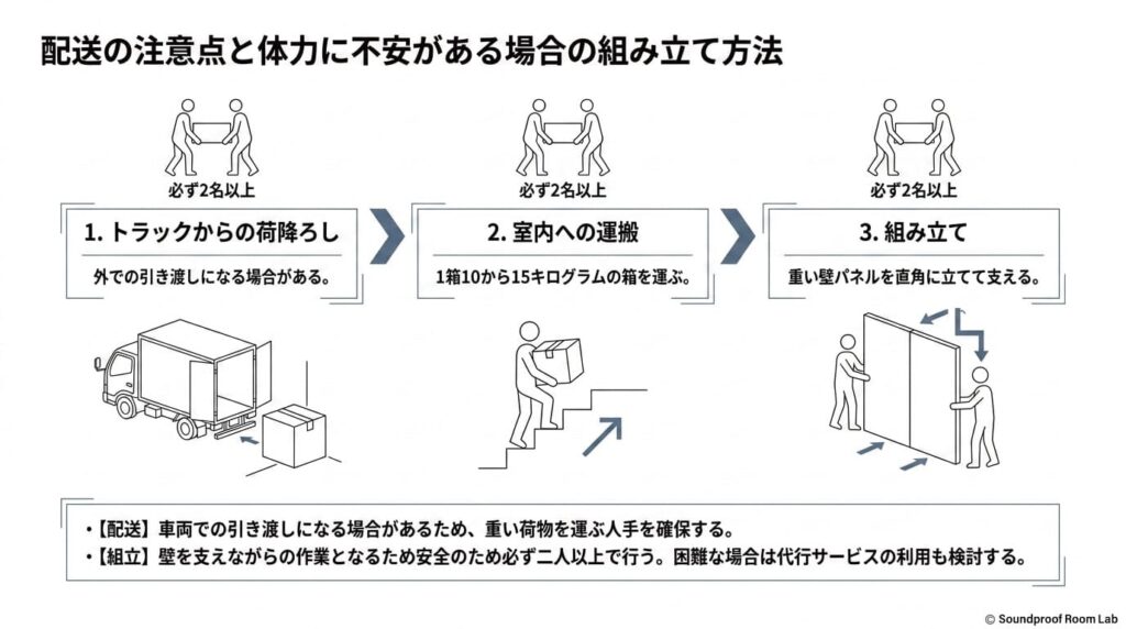 配送の注意点と体力に不安がある場合の組み立て方法：要約図解