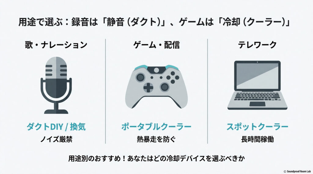 用途別のおすすめ | あなたはどの冷却デバイスを選ぶべきか【図解要約】
