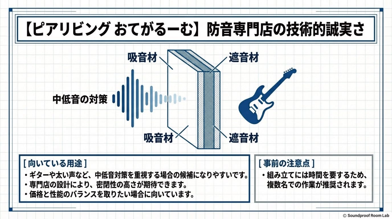 【ピアリビング おてがるーむ】防音専門店の技術的誠実さ：要約図解