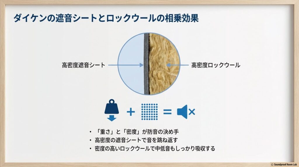 ダイケンの遮音シートとロックウールの相乗効果:要約図解
