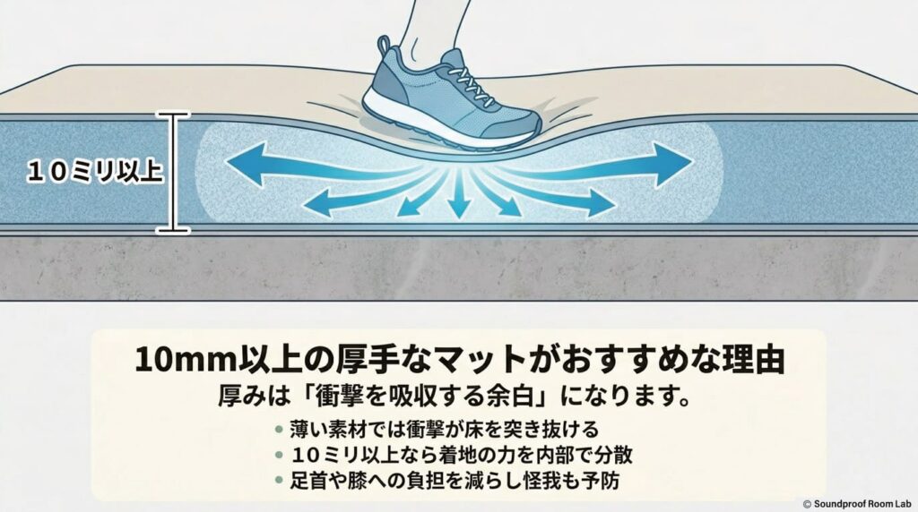 10mm以上の厚手なマットがおすすめな理由：図解要約