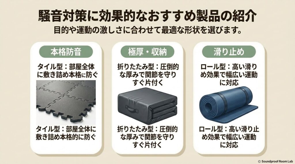 騒音対策に効果的なおすすめ製品の紹介：図解要約
