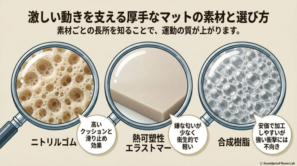 激しい動きを支える厚手なマットの素材と選び方：図解要約