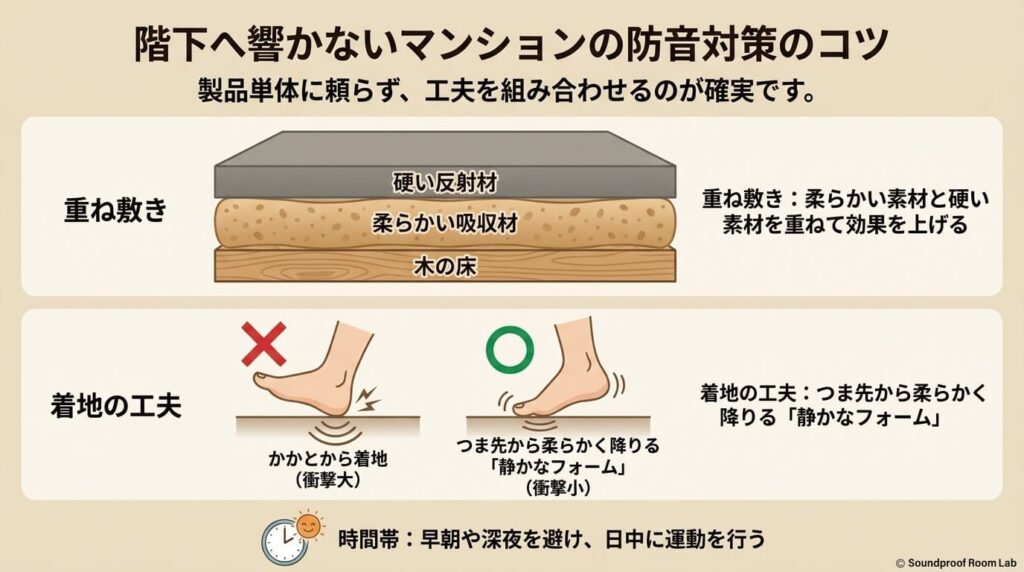 階下へ響かないマンションの防音対策のコツ：図解要約