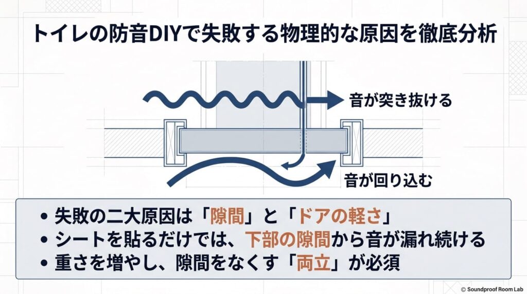 トイレの防音DIYで失敗する物理的な原因を徹底分析：図解要約