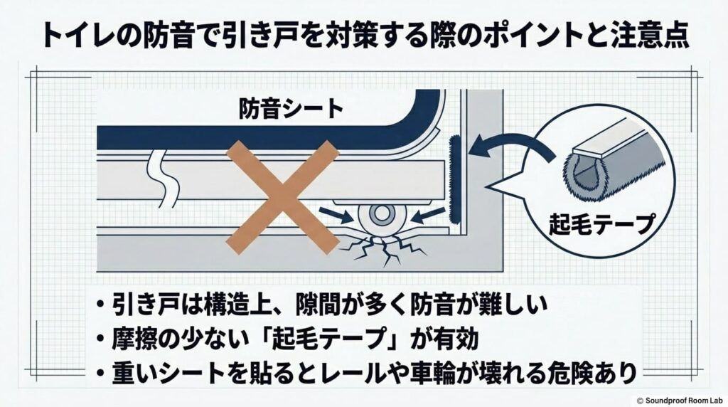 トイレの防音で引き戸を対策する際のポイントと注意点：図解要約