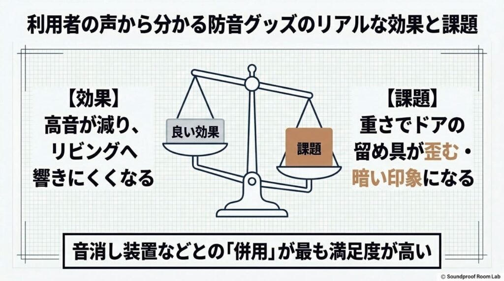利用者の声から分かる防音グッズのリアルな効果と課題：図解要約