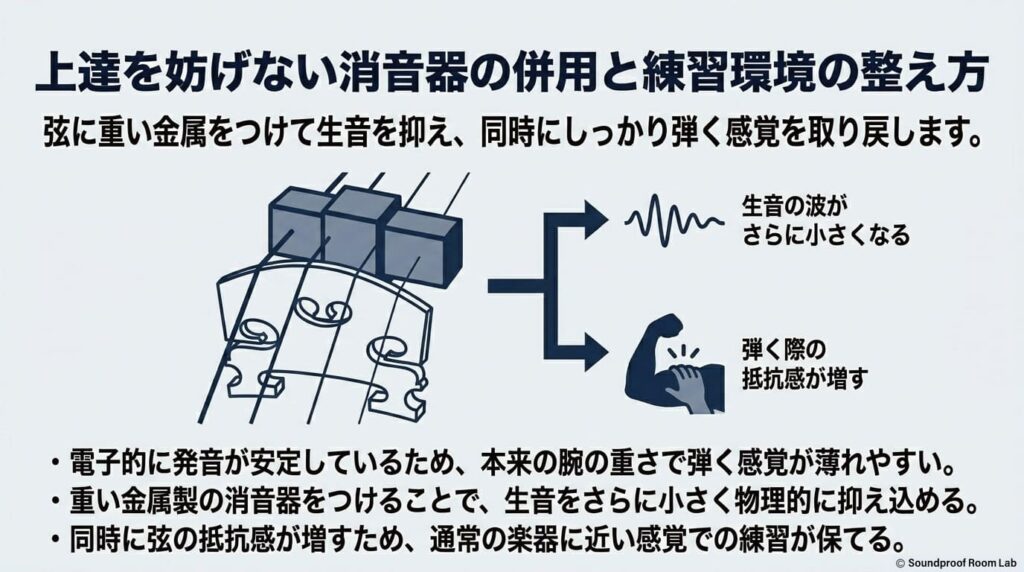 上達を妨げない消音器の併用と練習環境の整え方：要約図解