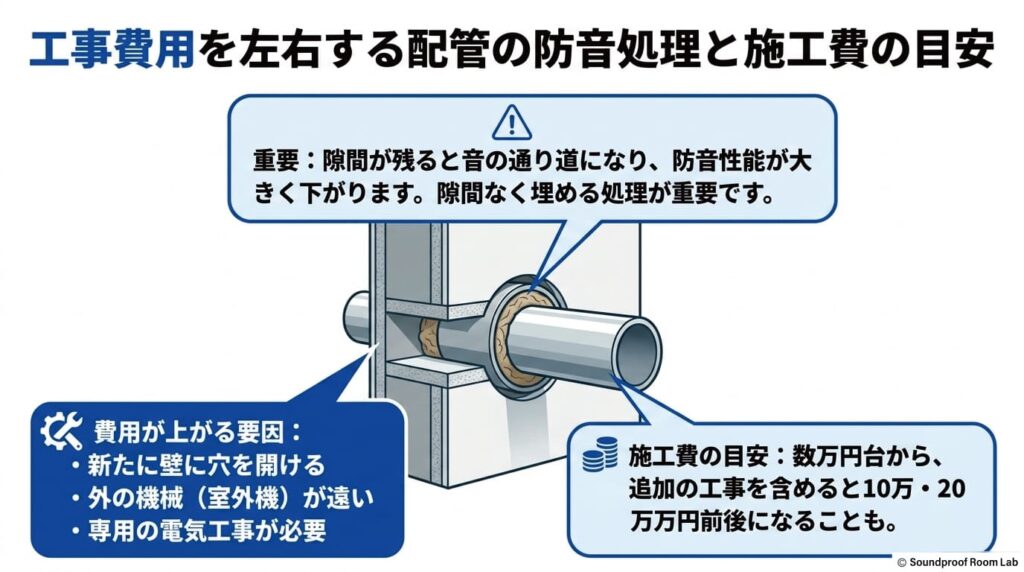 工事費用を左右する配管の防音処理と施工費の目安：要約図解